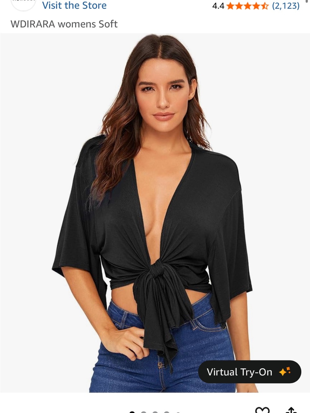 Black Tie-Front Women’s Top